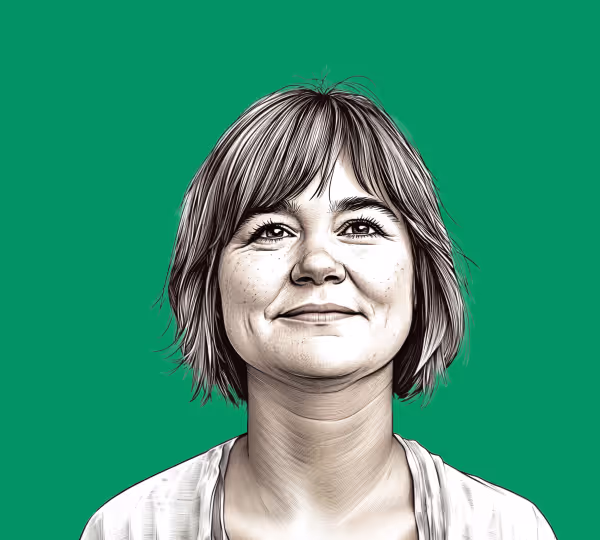 A woman smiling